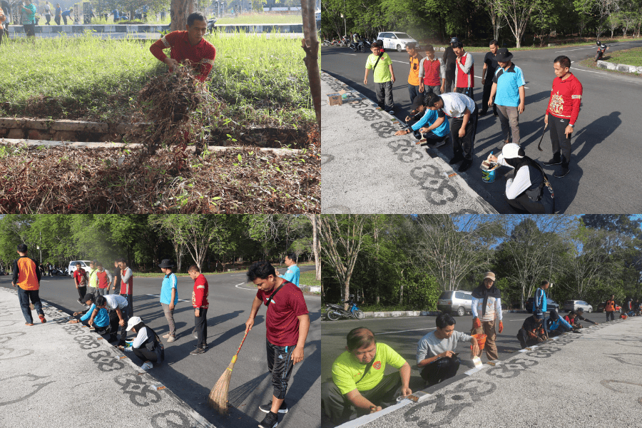 Diskominfostandi Katingan Ambil Bagian dalam Gerakan Katingan BERIMAN, Percantik Kawasan Bundaran Kantor Bupati